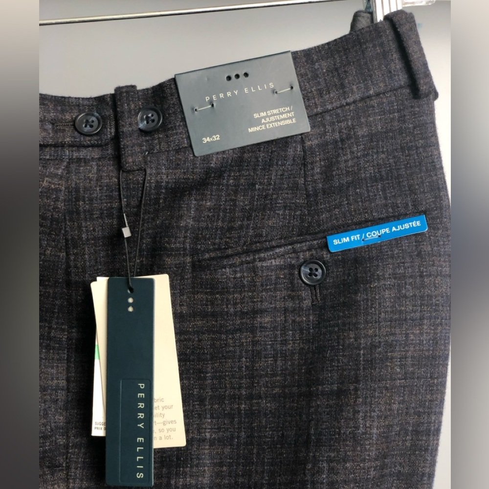 Brand New with Tags Perry Ellis Wool Pants Dark Sapphire Principles 34x32